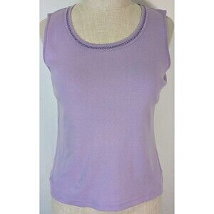 White Stag Lavender Tank Top Crochet Trim 100% Cotton Womens L 12-14